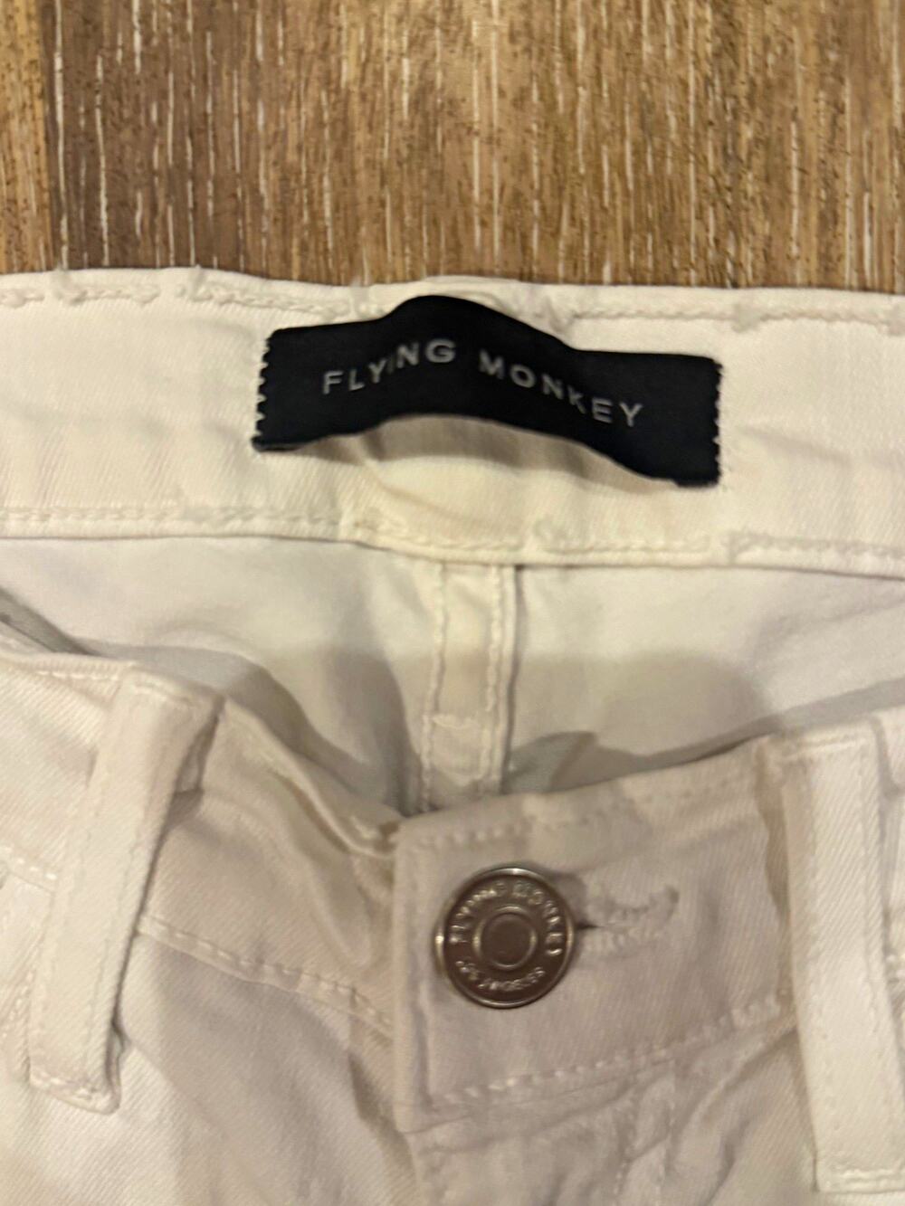 Flying Monkey Women’s Casual White Denim Jeans Solid 5-Pocket Button Zip 25